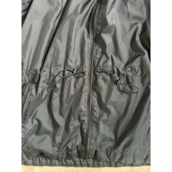 Columbia Windbreaker Women's M Black Hood Lightweight Full Zip Cinch Waist - Picture 4 of 6